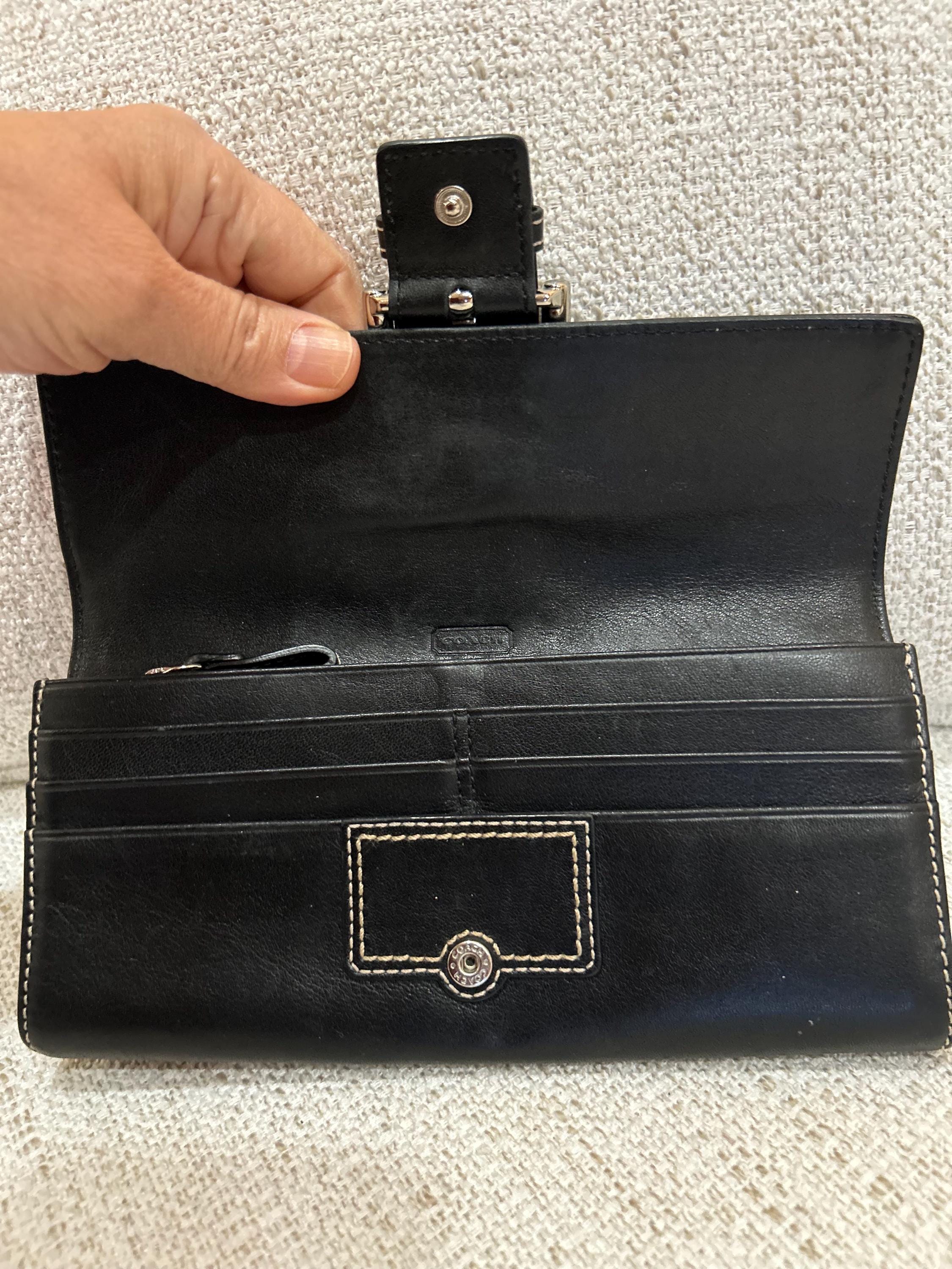 Vintage Coach Soho Black Leather Buckle Bag & Matching Wallet Set