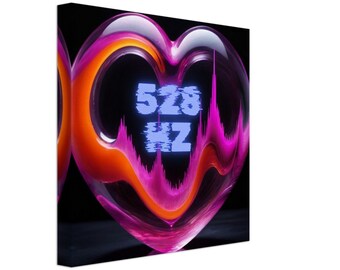 Radiate Love with 528Hz Frequency Glass Heart Wall Art Canvas