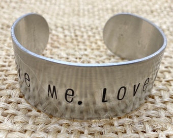 Love Me Love My Dog wide aluminum cuff bracelet