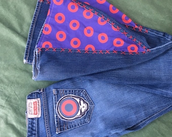 27 Vaqueros extra largos Big Star Sweet Fishman, pantalones de campana, vaqueros Stealie, pantalones hippies Phish, pantalones de campana de stock muerto