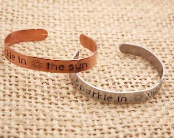 Scents and Subtle Sounds / Phish Lyrics / hand-stamped hippie jewelry / Phish jewelry / lyrics cuff bracelet  /  Sparkle in the sun