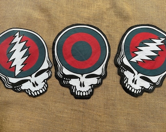14”, 12”, 10”, 5.25”, 2.75” Cotton Steal Your Face / Phish donut circle patch unfinished sew-on applique ready for you to customize 205A