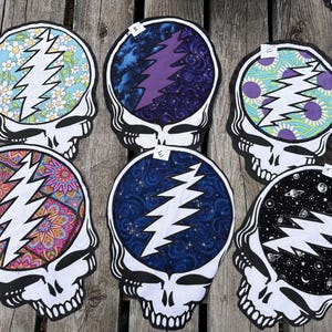 13" to 14" Steal Your Face cotton twill or demin patch, Grateful Dead Stealie, Sew-on patches 202A