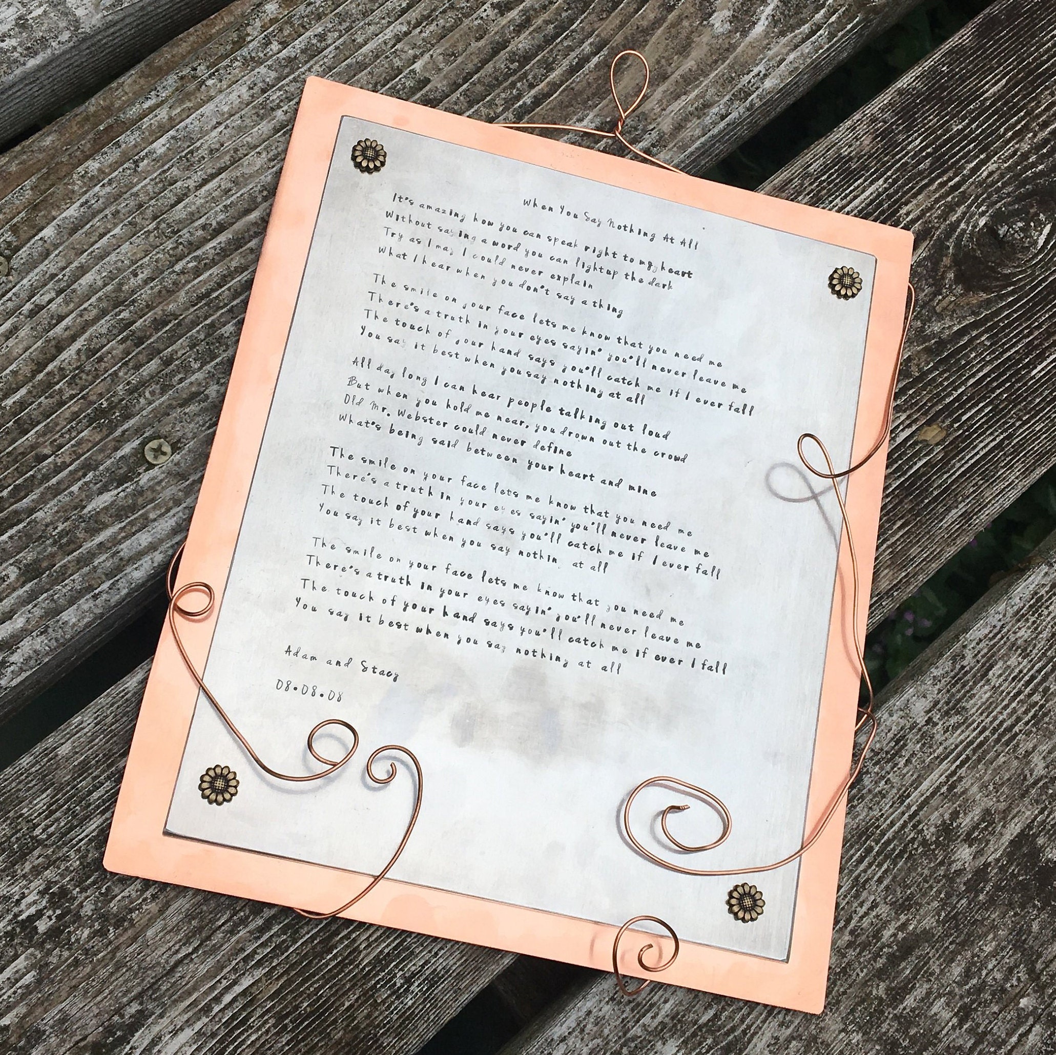 Custom song lyrics wall hanging / song wall hanging / poem Etsy