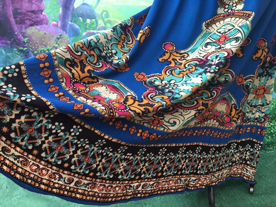 Xs Small India Maxi Skirt Batik Look Print Hippie Boho Long Etsy