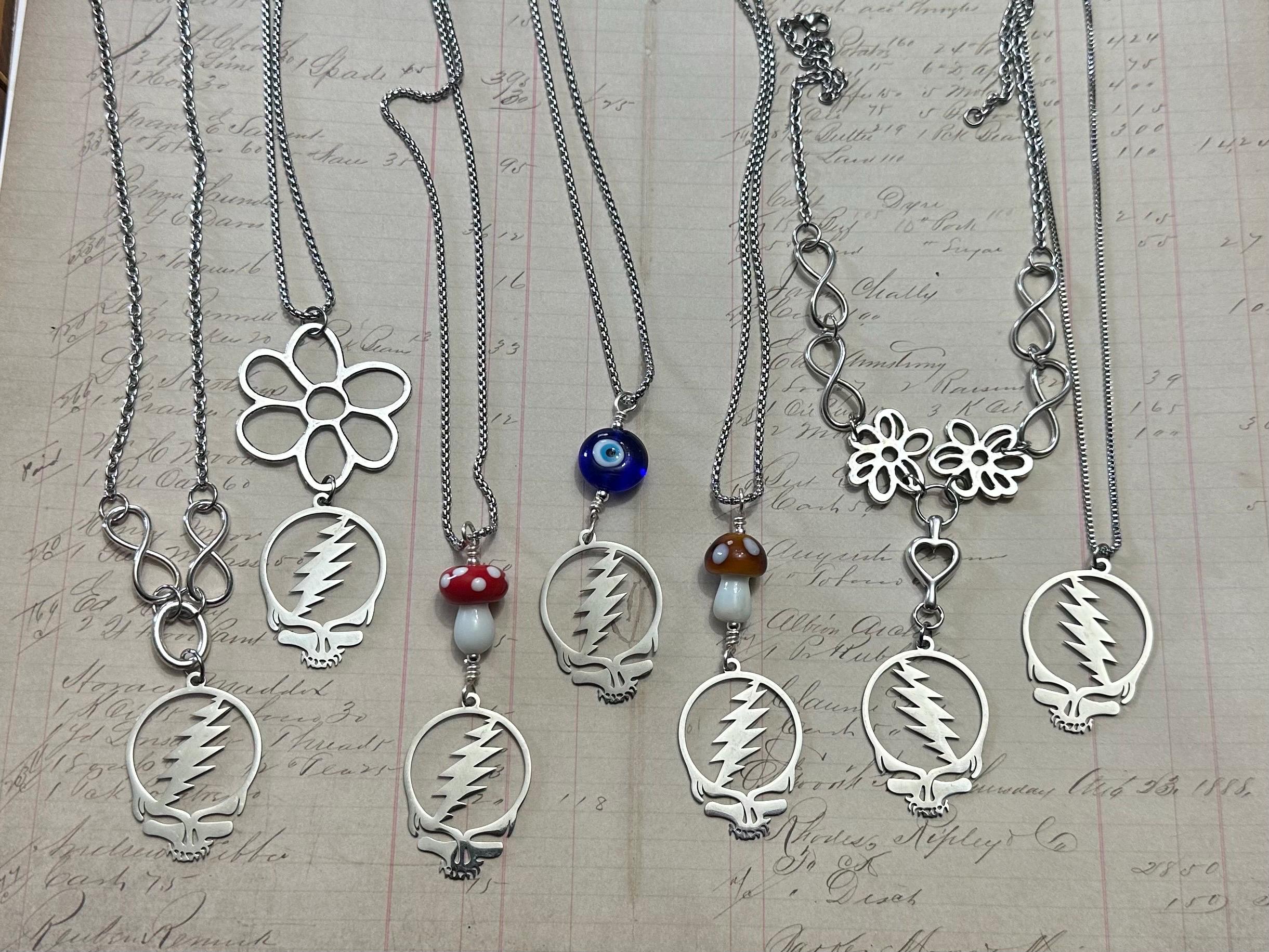 Sterling Silver Grateful Dead Necklace - Etsy