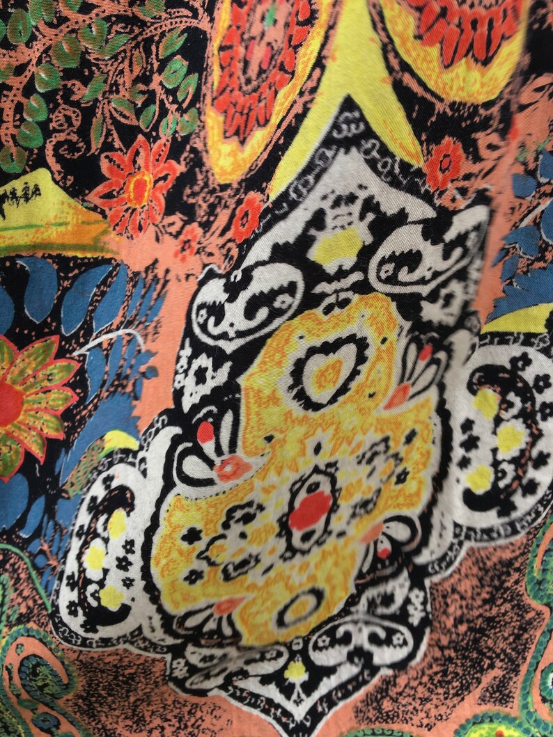 Large Angie fold over hippie boho rayon India print skirt
