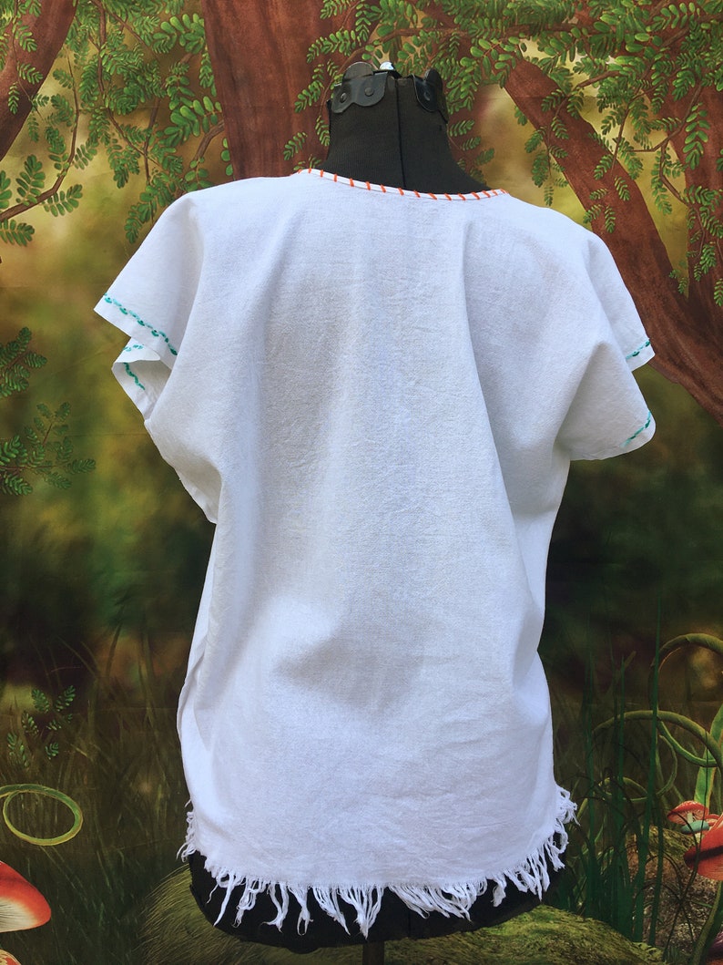 Medium embroidered cotton hippie top Mexico boho smock 1239998