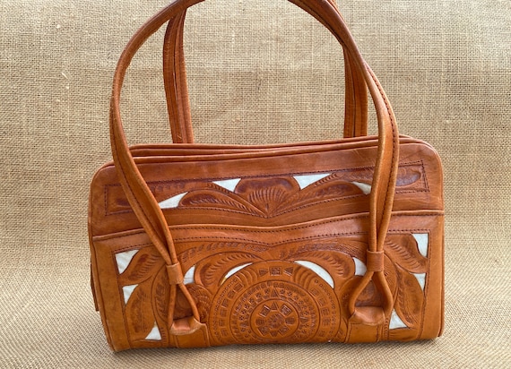 70s vintage tan faux leather handbag – The Frockery