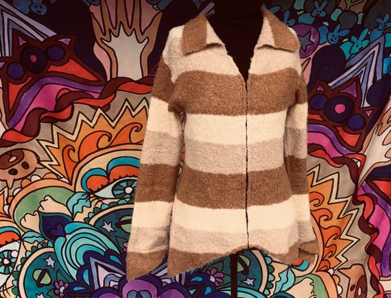 Size 3 Suss striped mohair long cardigan sweater 2