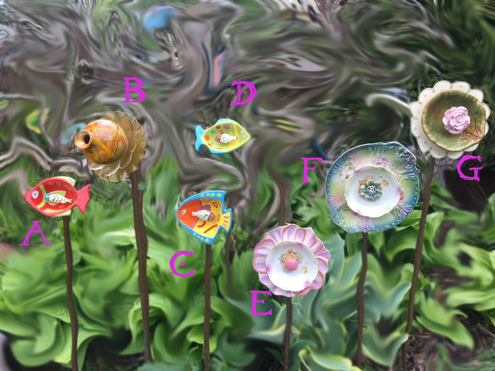 Glass Garden Flowers Yard Decor Glass Garden Art Glass Art Etsy