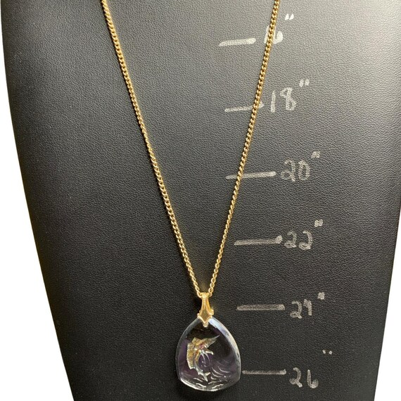 Vintage Intaglio Glass Sailfish Pendant Rare View 4