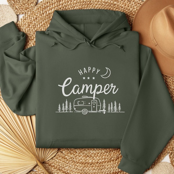 Happy Camper Hoodie, Camper Hoodie, Nature Lover Gift, Camping Lover, Mountain Hoodie, Adventure Hoodie