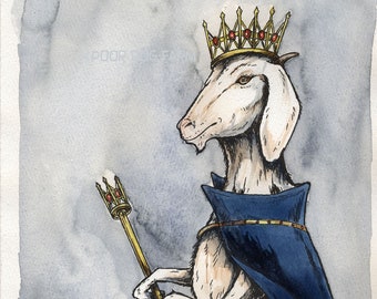 White  Nanny Goat Queen    (an orginal hand painted queen)