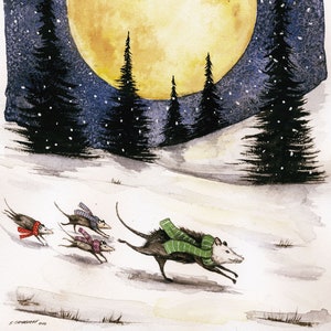 A Run Under the Winter Moon -  Signed Print ~