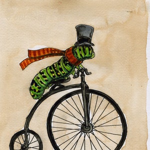 A dapper little Green Swallowtail Caterpillar Takes a Ride  (an original hand painted little one))