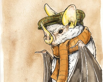 A Little Honduran White Bat (an original hand painted bat)