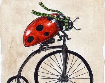 LadyBug Takes a Ride  (an original hand painted little one))