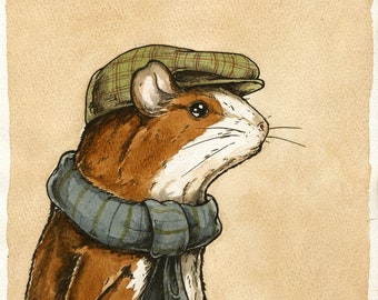 A Dapper Guinea Pig  (an original hand painted hare)