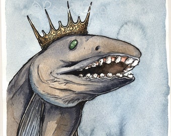 A Creepy Smiling Frill Shark King (an original hand painted king)