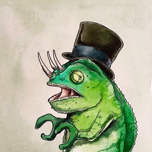 Weird Green Chameleon.   (an original hand painted weirdo)
