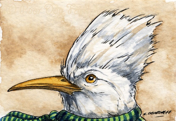 The Hoopoe Starling ~~ No 85 of 100 series- ~ signed watercolor print