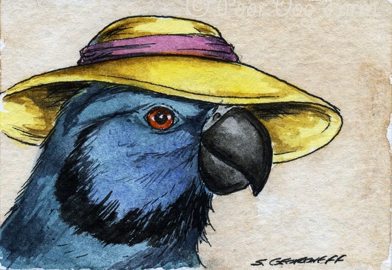 The Newton's Parakeet ~~ No 95 of 100 series- ~ signed watercolor print