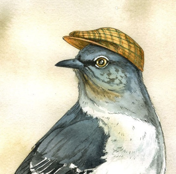 Dapper Mockingbird print 8x10
