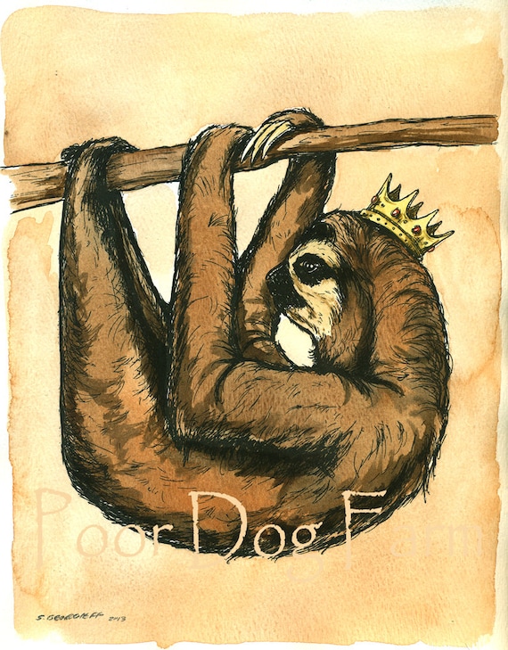 Brown Sloth King (an original hand painted king)