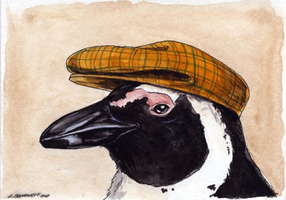 A Dapper Jackass Penguin ~ signed watercolor print