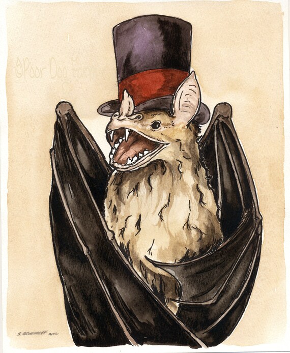 A Dapper Little White-Shouldered Bat (an original hand painted bat)