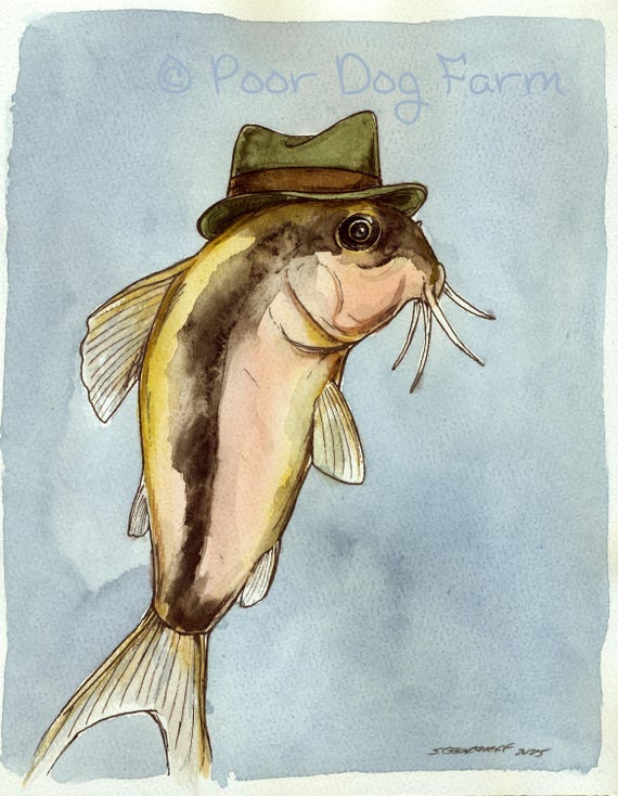 A dapper little Corydora in his Lucky Green Fedora  (an original hand painted little one)