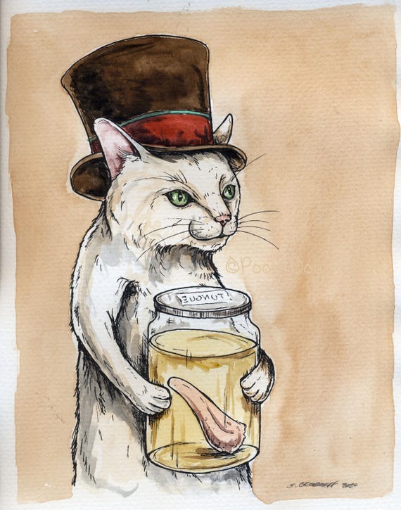 Cat Got Your Tongue (an original hand painted queen)