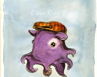 A dapper little Purple Dumbo Octopus  (an original hand painted queen)