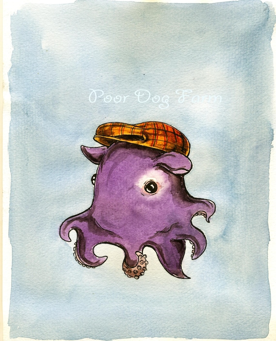 A dapper little Purple Dumbo Octopus  (an original hand painted queen)