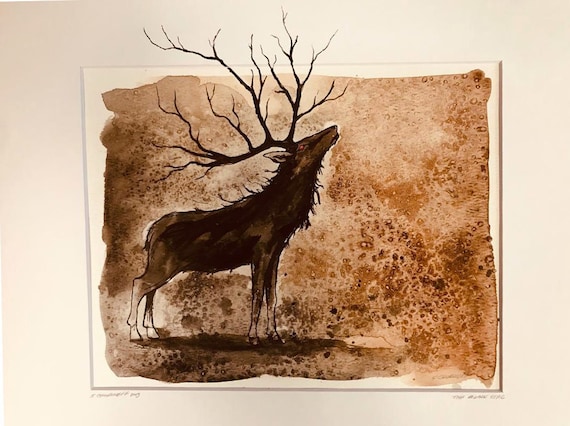 The Black Stag   n0.4 in the Wendigo Series (an original hand painted artwork)