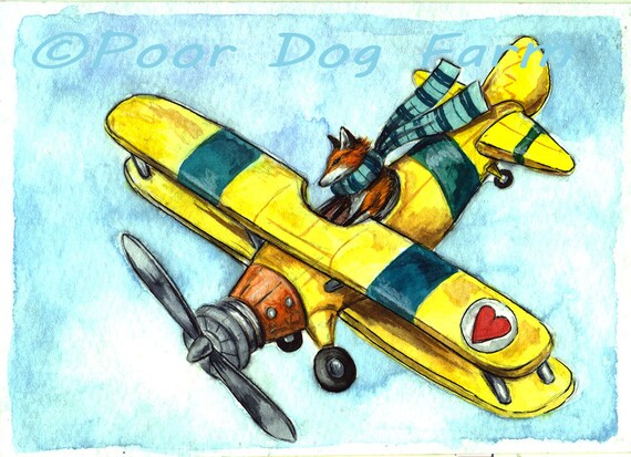 When Foxes Fly - Watercolor PRINT