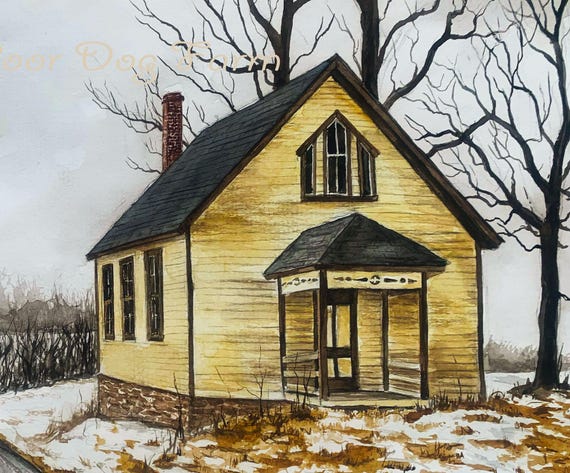 Trout School House - watercolor print