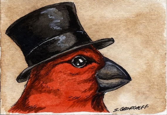 The Réunion Fody ~~ No 33  of 100 series- ~ signed watercolor print
