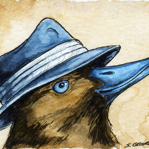 Le canard à bec bleu New Zealand ~ ~ N° 98 de série 100 - ~ impression aquarelle signée