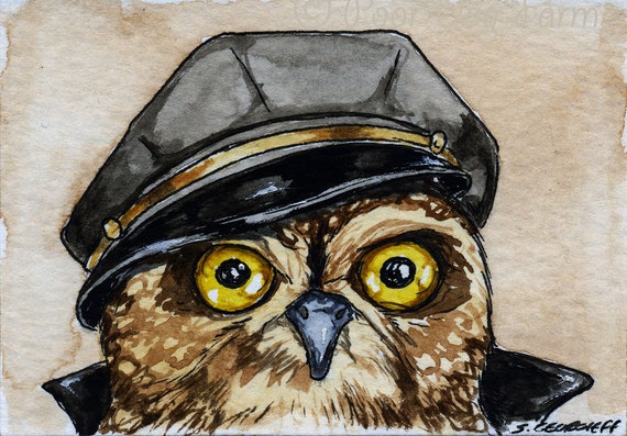 The  Giant Cuban Owl ~~ No 100 of 100 series- ~ signed watercolor print