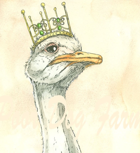 Ostrich Queen (an original hand painted queen)