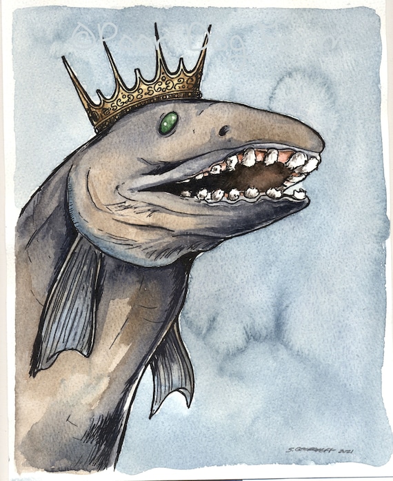 A Creepy Smiling Frill Shark King (an original hand painted king)