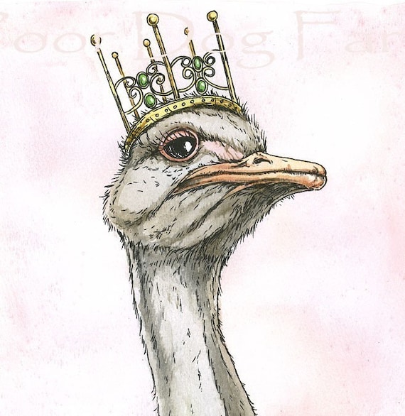 Ostrich Queen (an original hand painted queen)