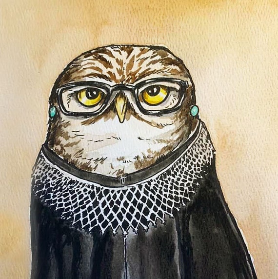 I Dissent Owl.   (an original hand tribute to RBG)