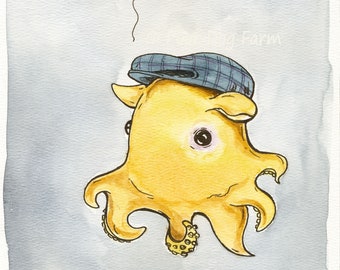 A Dapper Little Dumbo Octopus   (an original hand painted artwork)