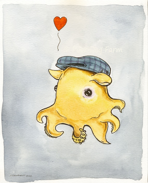 A Dapper Little Dumbo Octopus   (an original hand painted artwork)