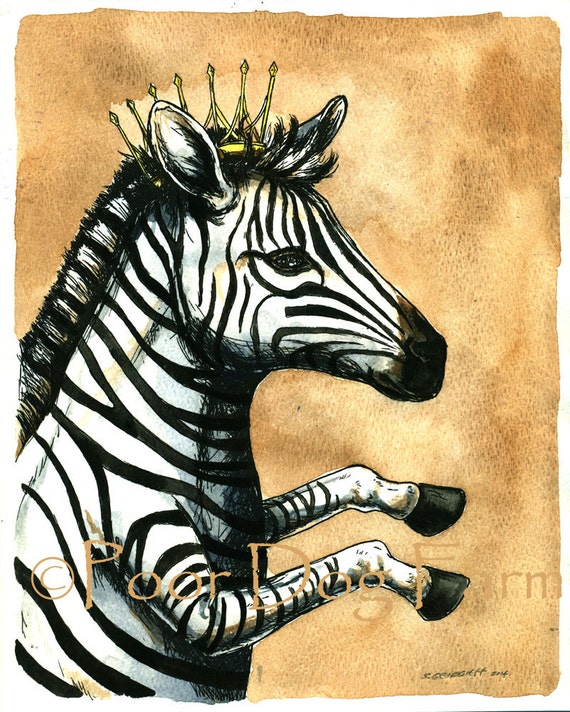 Zebra Queen 8x10 hand painted print