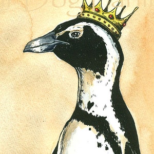 Penguin Queen 8x10 hand painted print image 2