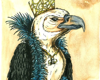 Vulture Queen 8 x 10 (an original hand painted queen)